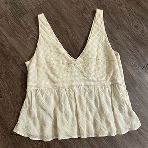 Cream and white peplum crop top